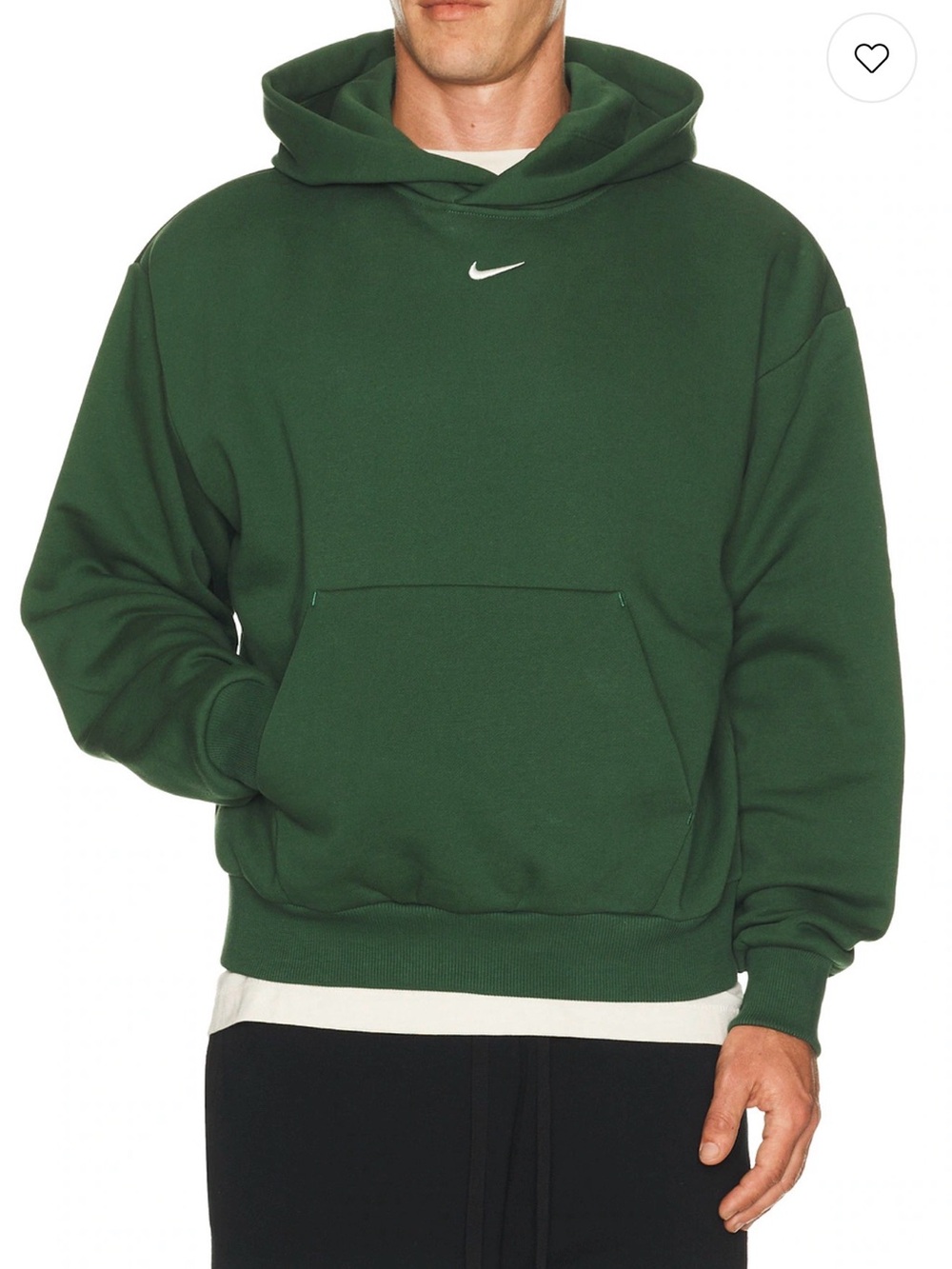 Nike Dark Green Men's Pullover Hoodie with White Swoosh